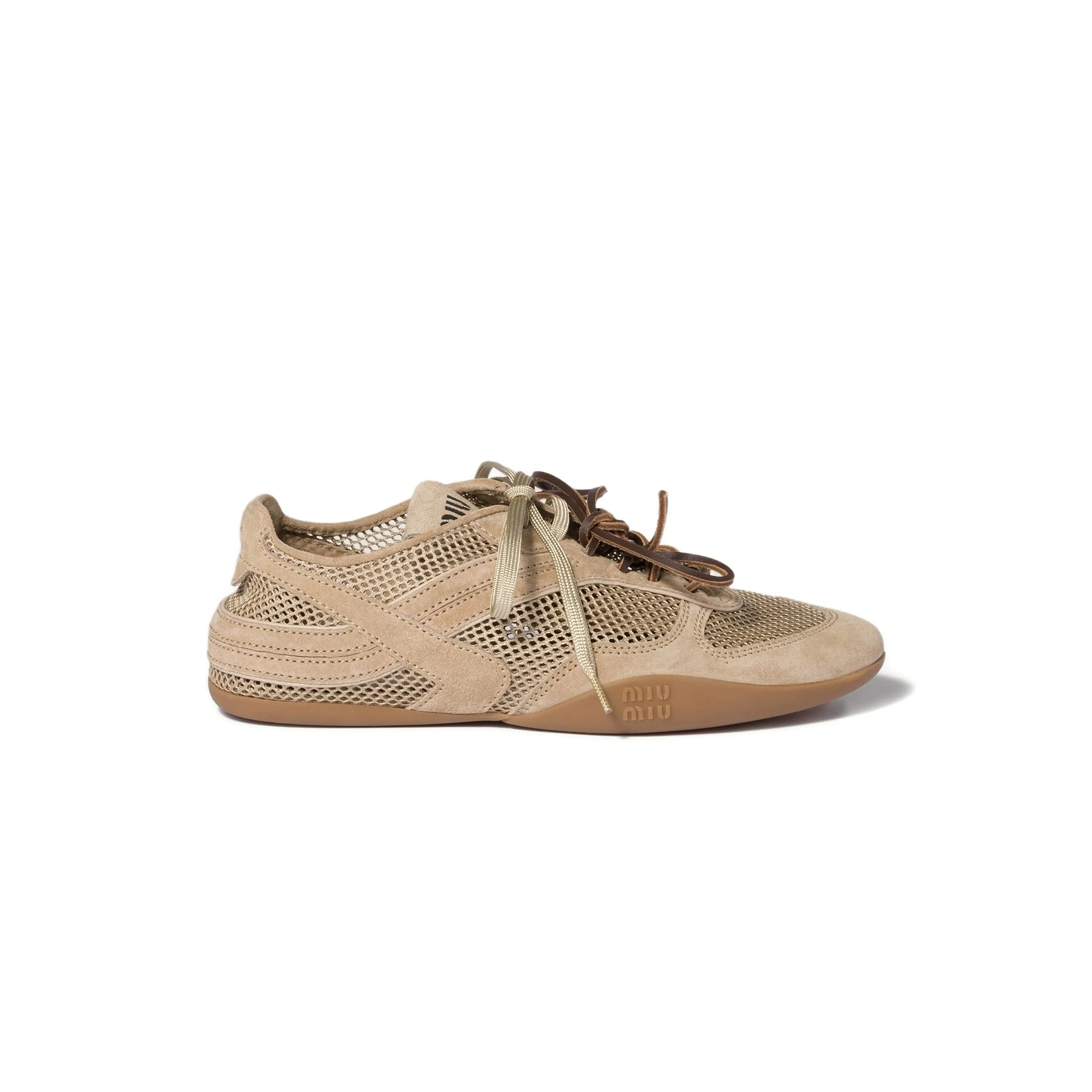 MIU MIU GYMNASIUM MESH AND SUEDE SNEAKERS 5E589E